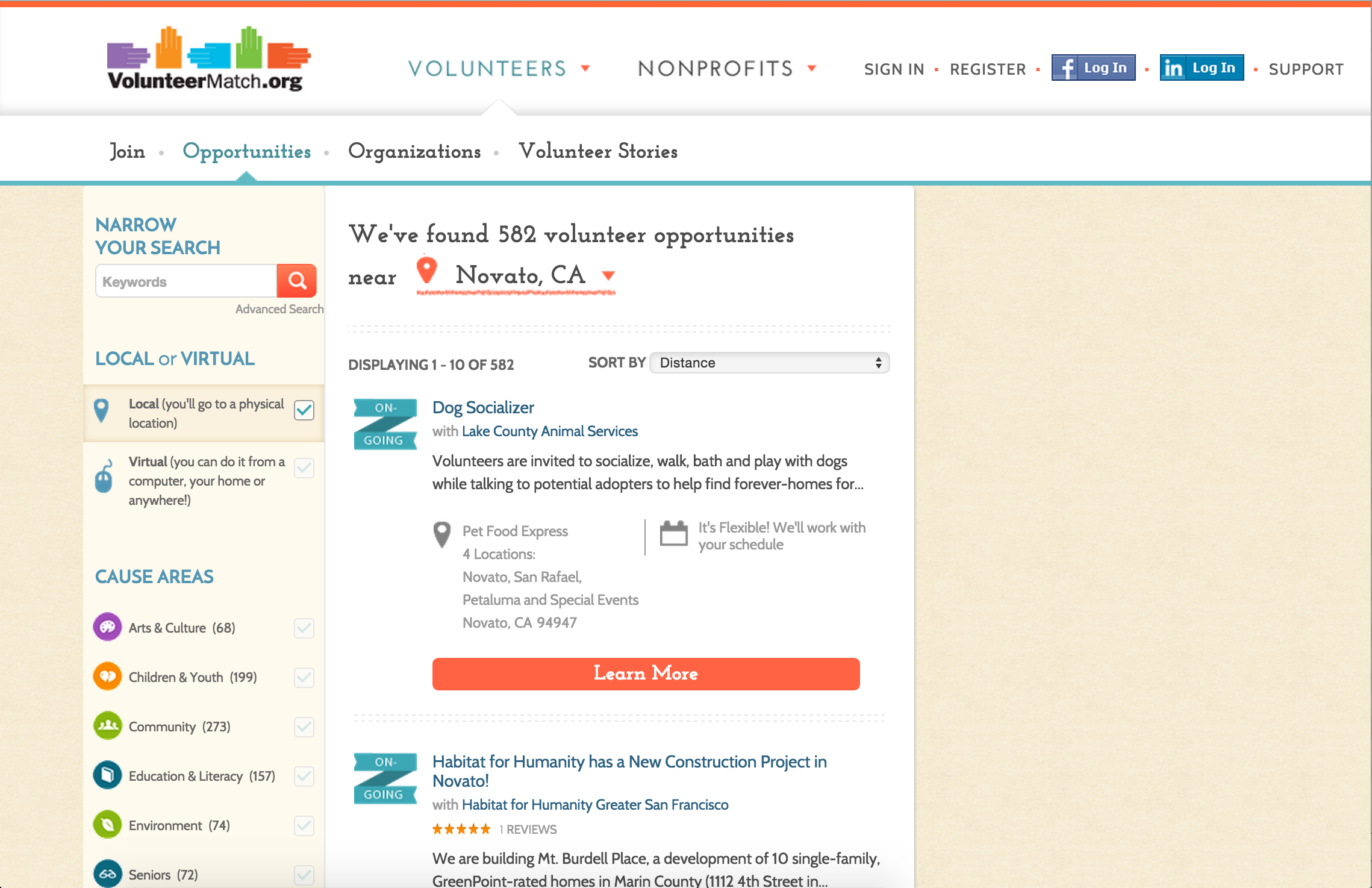 typical volunteer site